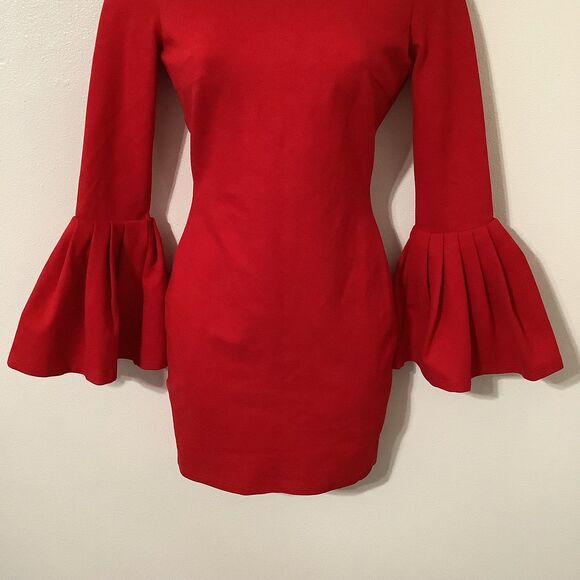 Lulus Double Flair Sleeve Bodycon Holiday Party New Years Statement Red Dress XS - Picture 3 of 11